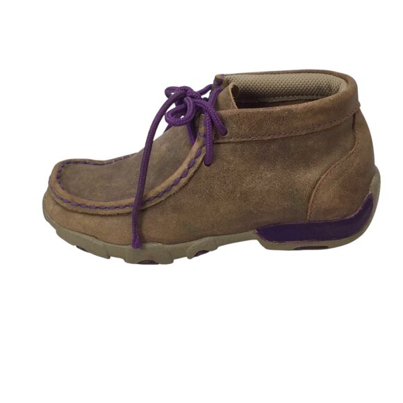 Twisted X Chukka Boots Kids 11 M YDM0012 Leather Purple Driving Moc - Picture 3 of 9